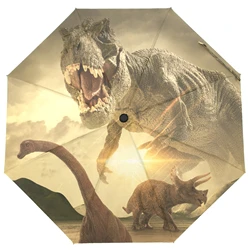 New Design 3D Dinosaur Print Umbrella For Children Women Rain Umbrella Parasol Automatic Three Folding Portable Travel Umbrella