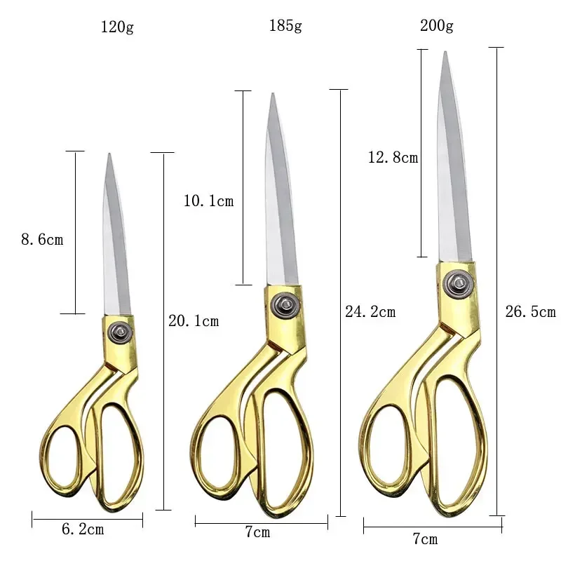 8/9/10 Inch Stainless Steel Gold-plated Tailor Scissors Cutter Alloy Clothing Sewing Scissors  Wedding Ceremony Craft Scissors