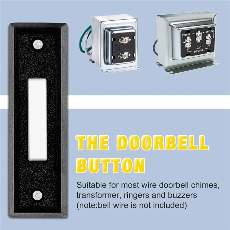 

A16Q-Wall Mounted Garage Door Switch With LED Light, 2 Pieces Illuminated Doorbell Button
