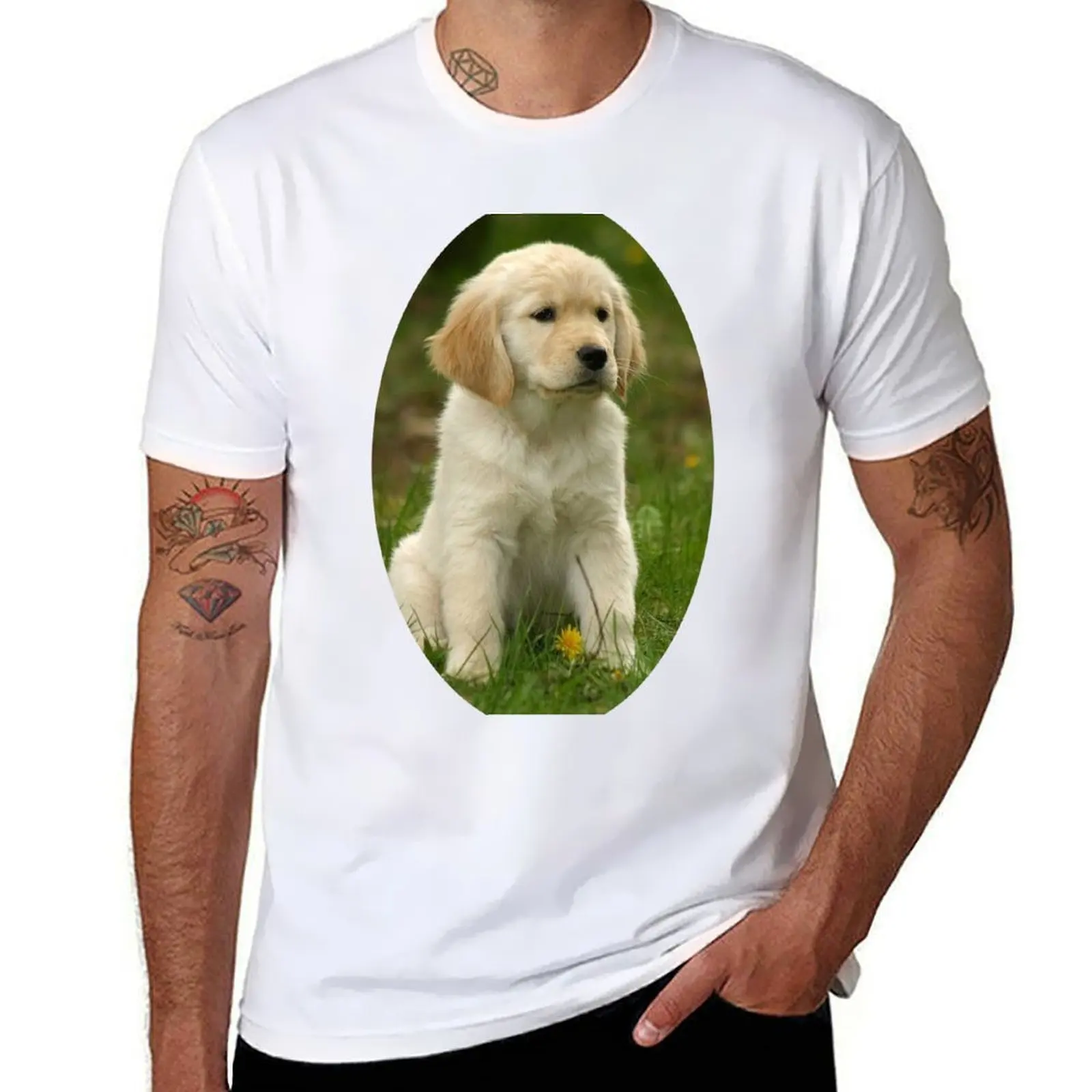 

Cute Golden Retriever Puppy T-Shirt t shirts for man slim fit t shirt custom print T-Shirt