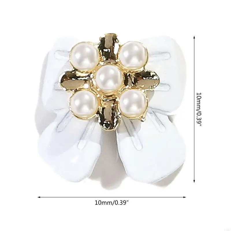 R3MF Bowknot Pearl Beads Uil Art Charms Bows