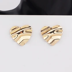 Wrinkle Heart Women's Stud Earrings Folded Small Love Heart Bohemian Female Ear Accessories Unusual Earrings boucle oreille