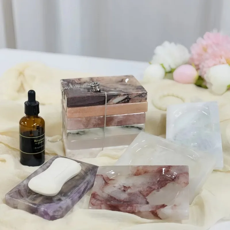 

Натуральный мраморный камень, контейнер для мыла для душа, блюдо для ванной комнаты, поднос для раковины в отеле, прямоугольник с тремя отверстиями, домашний декор, индивидуальный логотип