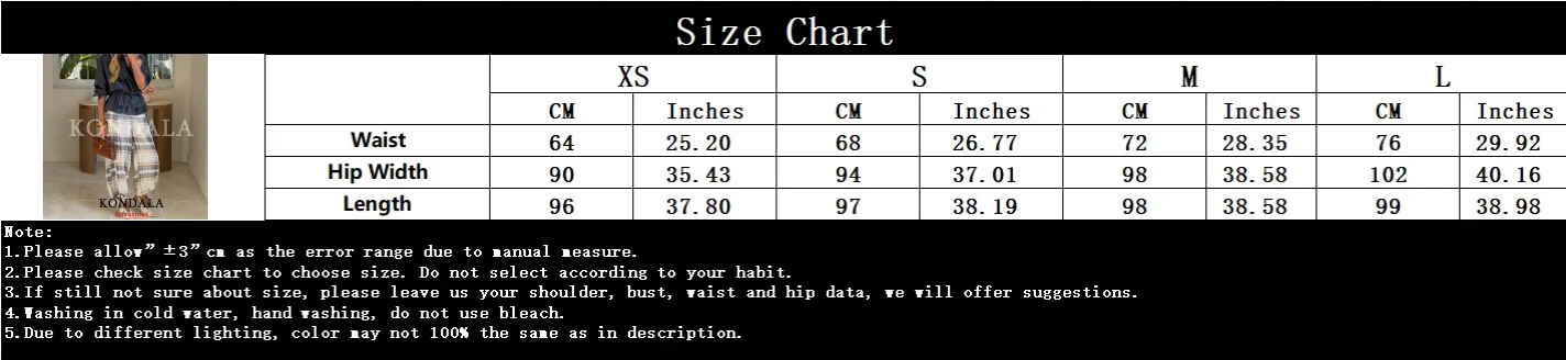 KONDALA Vintage Karierte Damenhose mit Taschen und Bindebändern, Urlaubshose für Damen, Mode 2026 Herbst, Lässige Damenhose mit weitem Bein – Detail 1