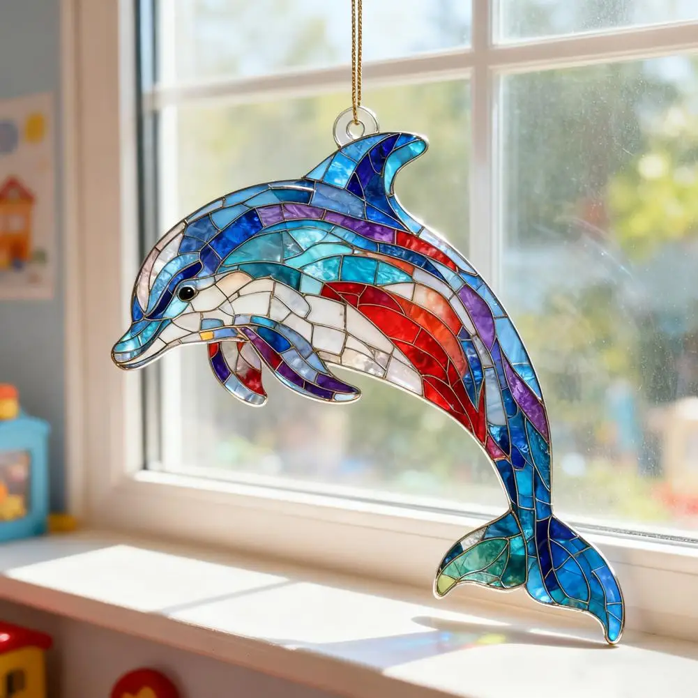 Handmade Butterfly Window Hanging Colorful Pendant Acrylic Suncatcher Window Hanging Ornament Stained Butterfly for Balcony