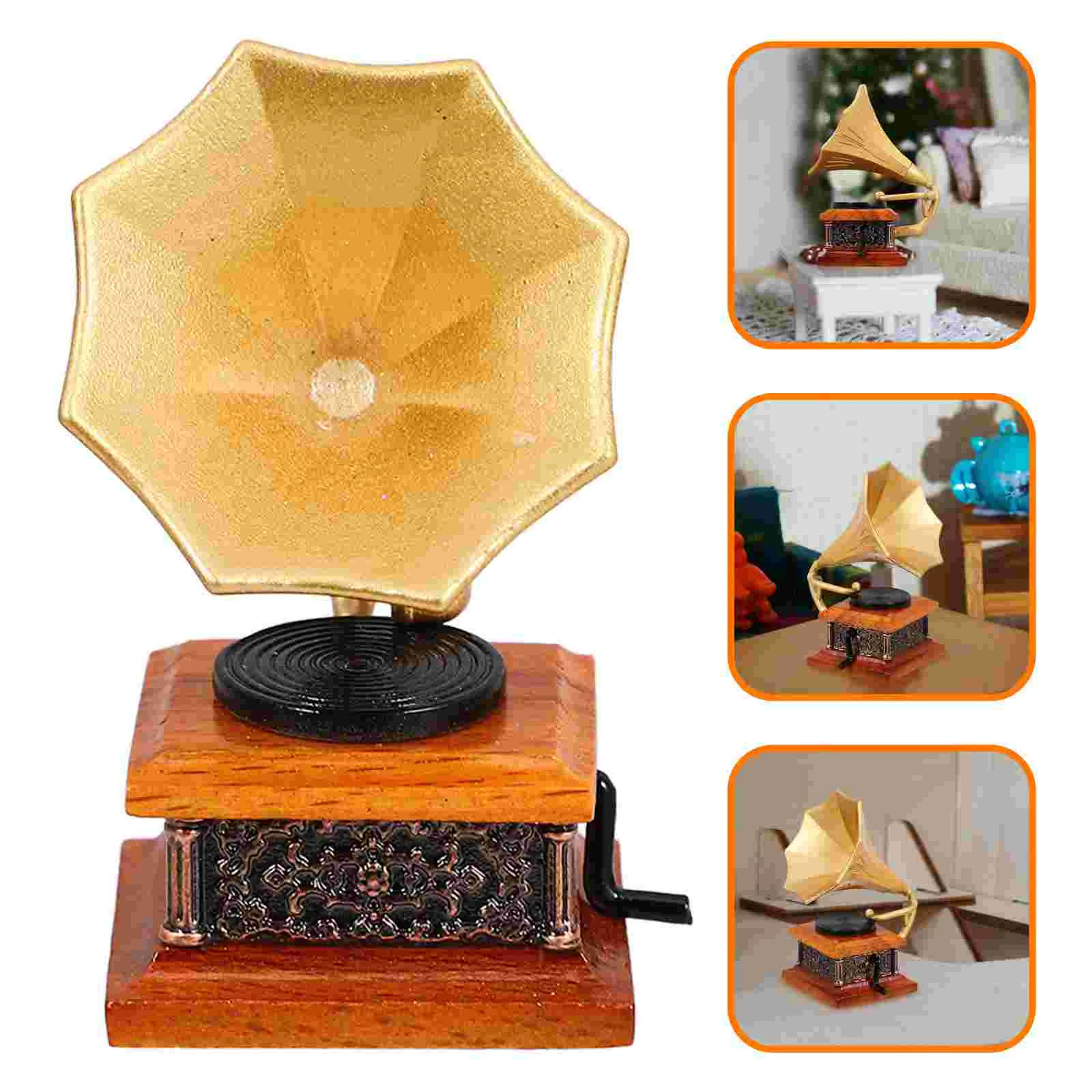 Gramophone Model Miniature Toys Furniture House Accessory Dollhouse Phonograph Accessories Ornaments