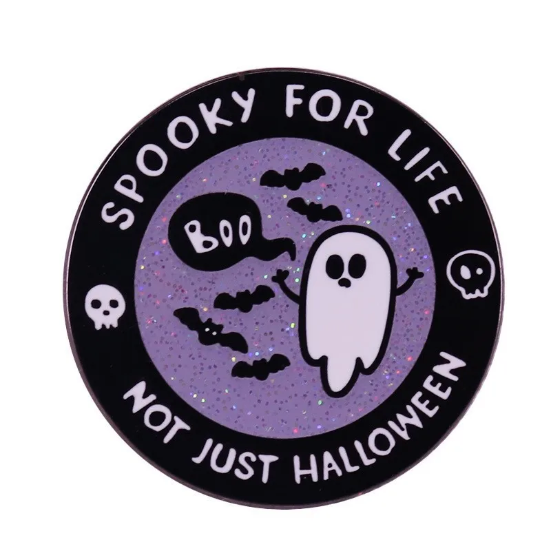 Ghost Spooky For Life Not Ghost Just Halloween Enamel Pin Lapel Pin for Clothes Brooches on Backpack Briefcase Badges