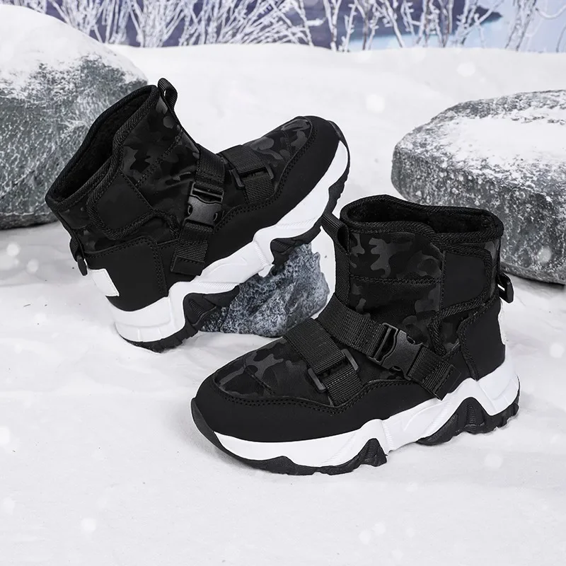 Bottes de neige coordonnantes en peluche pour enfants, bottes de sport décontractées pour filles et garçons, bottes de randonnée chaudes, haute qualité, extérieur, hiver