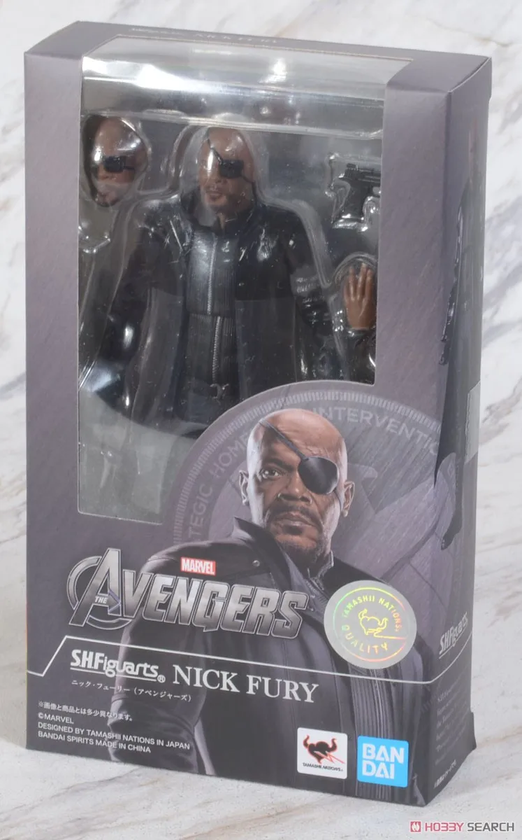 

BANDAI Original Marvel The Avengers SHF Nick Fury Anime Action Figures Model Toys Collection Toys For Child Halloween Gift Toys