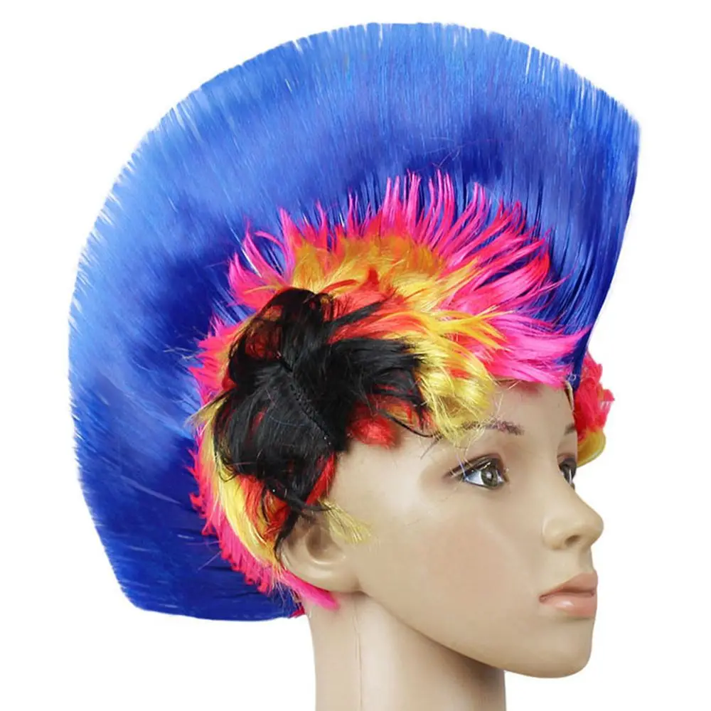 Suitable for Women Men Punk Rainbow Red and Yellow Colorful Hair Wigs Wigs for Costume Party Halloween