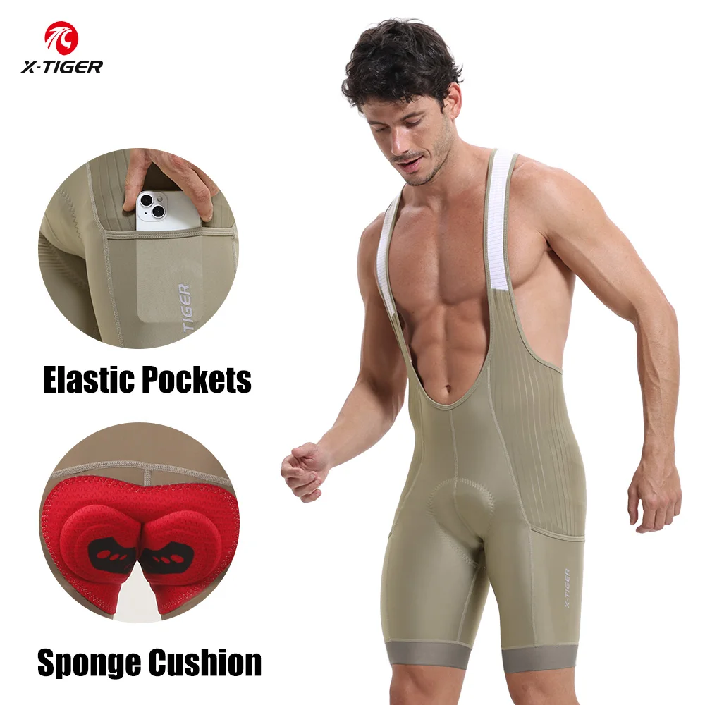 

X-TIGER Men's Cycling Bib Shorts Long Distance Riding Shorts Pro Mountain Road Bike Shorts 5 CM Leg Gripper