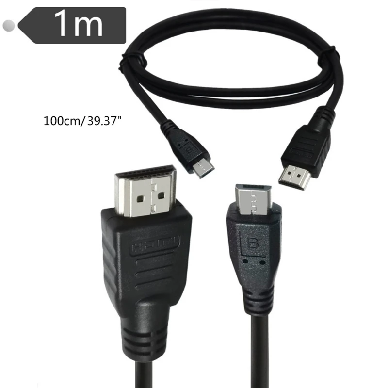 HDMI to Micro USB 5P Cable 1m Micro USB to HDMI Cable Adapter Male Data Charging Cord Converter Connector Cable