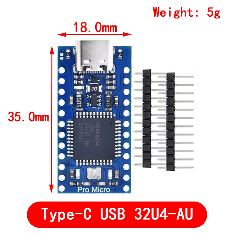 Pro Micro ATmega32U4 5V 16MHz Original Chip Replace ATmega328 For Arduino Pro Mini With 2 Row Pin Header For Leonardo UNO R3