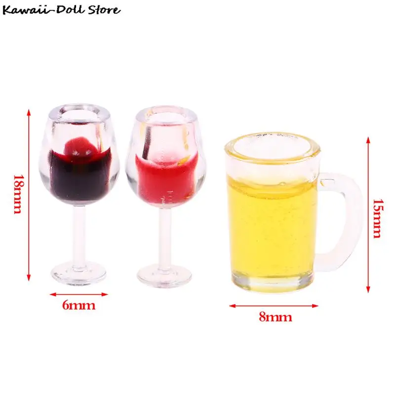 1:12 Dollhouse Miniature Wine Glass Mini Red Wine Cup Model For OB11 BJD Doll House Kitchen Restaurant Decor Accessories