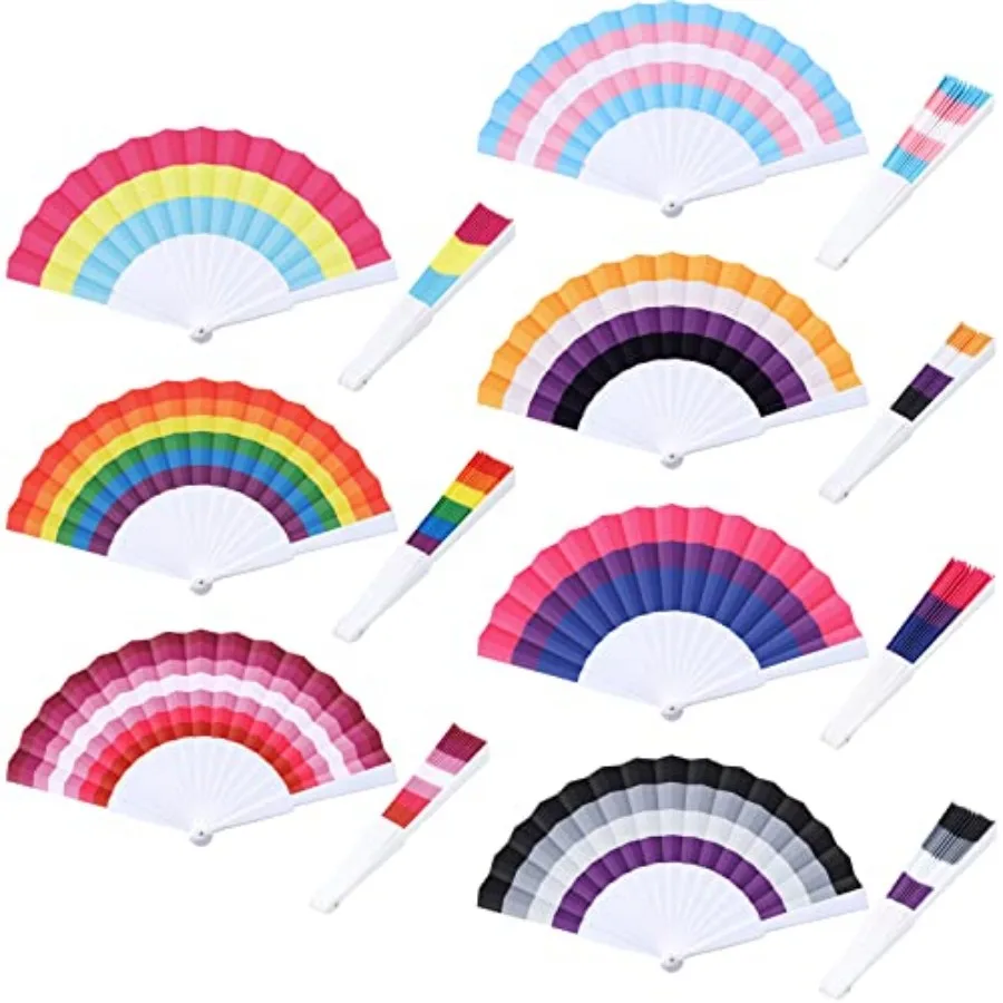 

Tatuo Pcs Rainbow Folding Fans LGBT Festival Rave Pride Accessories Gay Rainbow Folding Handheld Fans for Women Men Pride Party