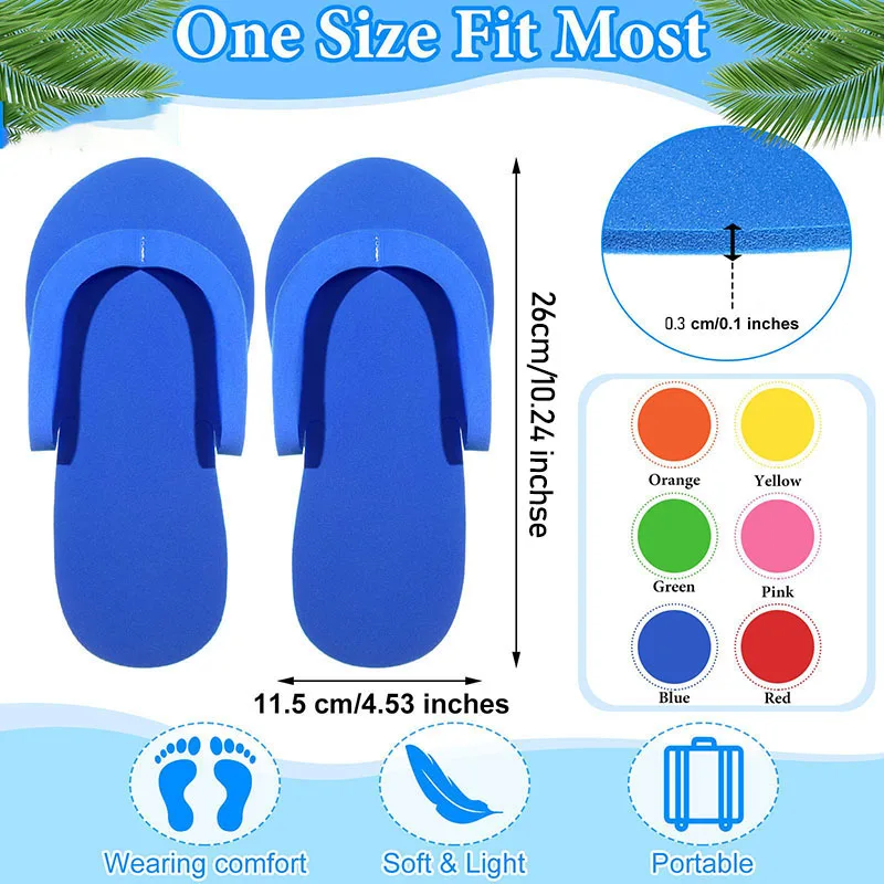 Anti-Slip Pedicure Slippers Disposable Flip Flops EVA Foam Spa Slippers Multi Color Pedicure Sandals Bulk Kit Supplies for Guest