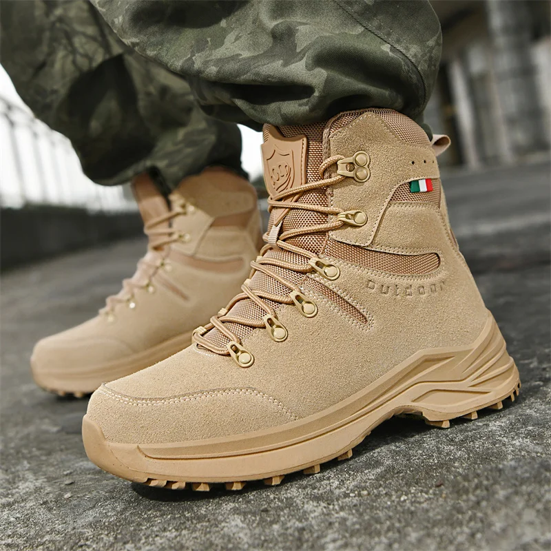 

High-top Boots Men Anti-slip Lace-up Breathable Outdoor Hiking Shoes Men Shock-absorbing Lace-up Low-top Casual Sports Shoes Men