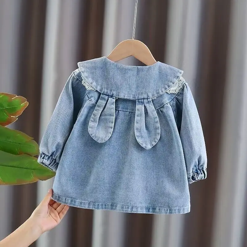 Children\'s Spring Coat Denim Spring and Autumn Clothing 2024 New Girl Baby Embroidery Flower Casual Jean jacket