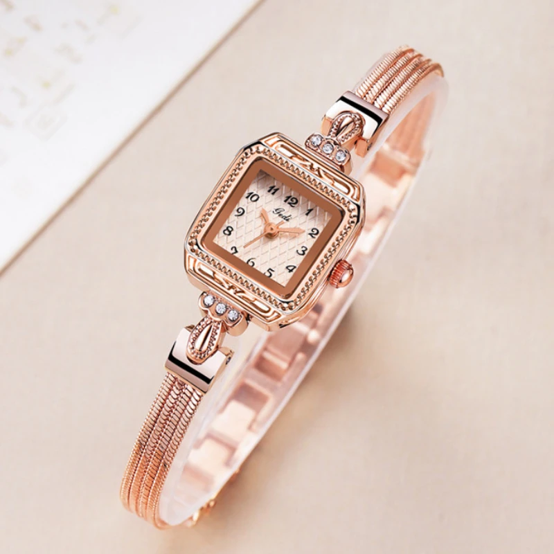 Elegant Lady Wristwatches Luxury Gold Square Dial Simple Casual Women\'s Watches Waterproof Stainless Steel Golden Girls Watches