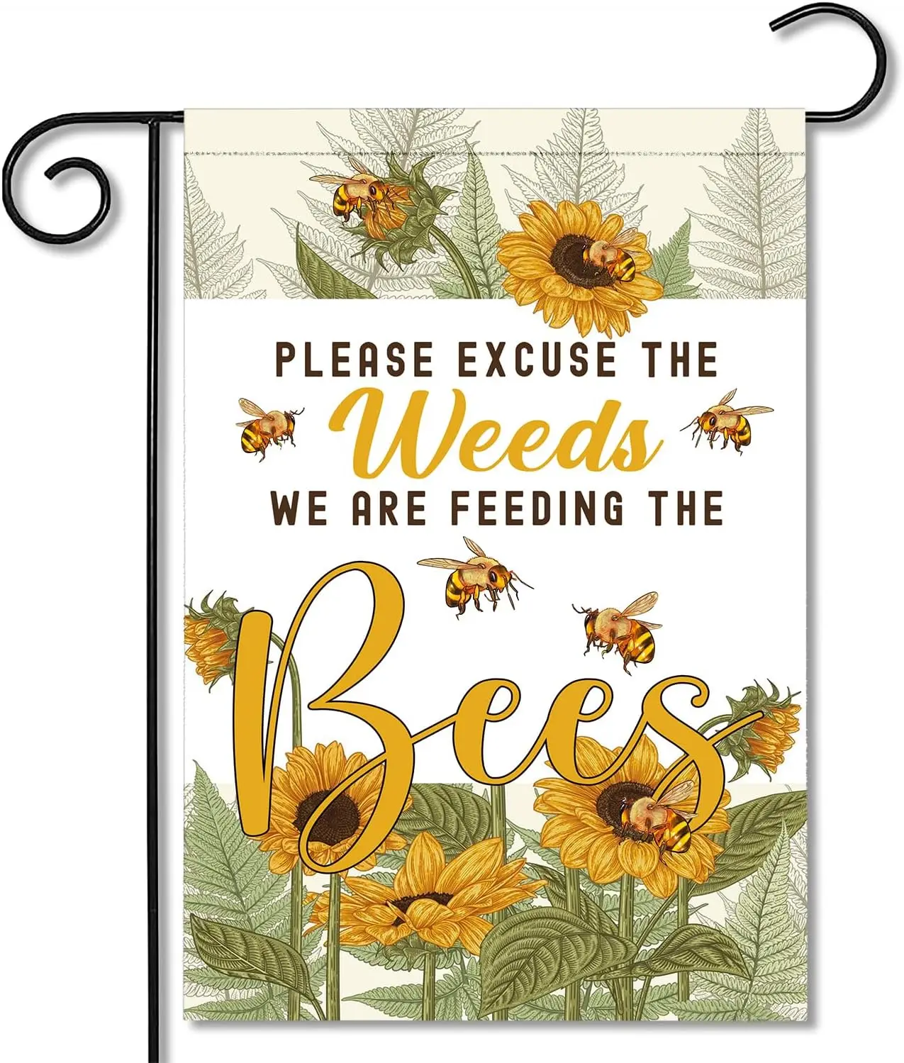 SODAVA - Pardon The Weeds We Are Feeding The Bees Garden Flag No Mow May Garden Flag Bee Friendly Garden Flag Outdoor Decora yyi