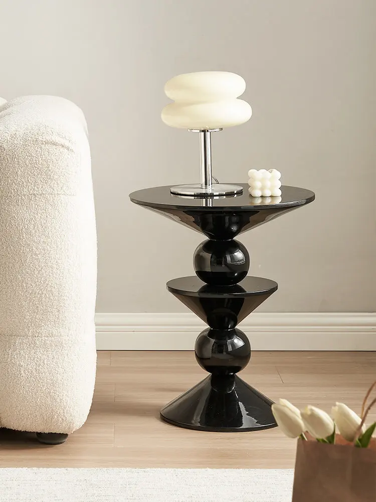 

Scandinavian Retro Accent Table, Creative Tiered Round Side Table for Small Space Living Room & Balcony, Multi-Level Tea Table