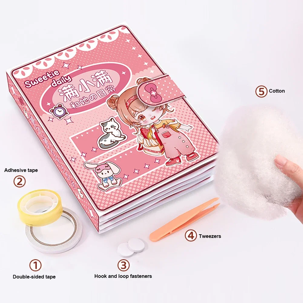 الإبداعية Diy الرسوم المتحركة كتاب هادئ فتاة اللباس الأطفال التعليمية اليدوية ورقة كتاب دمية مجموعة كاملة الغذاء الحياة اليومية #2