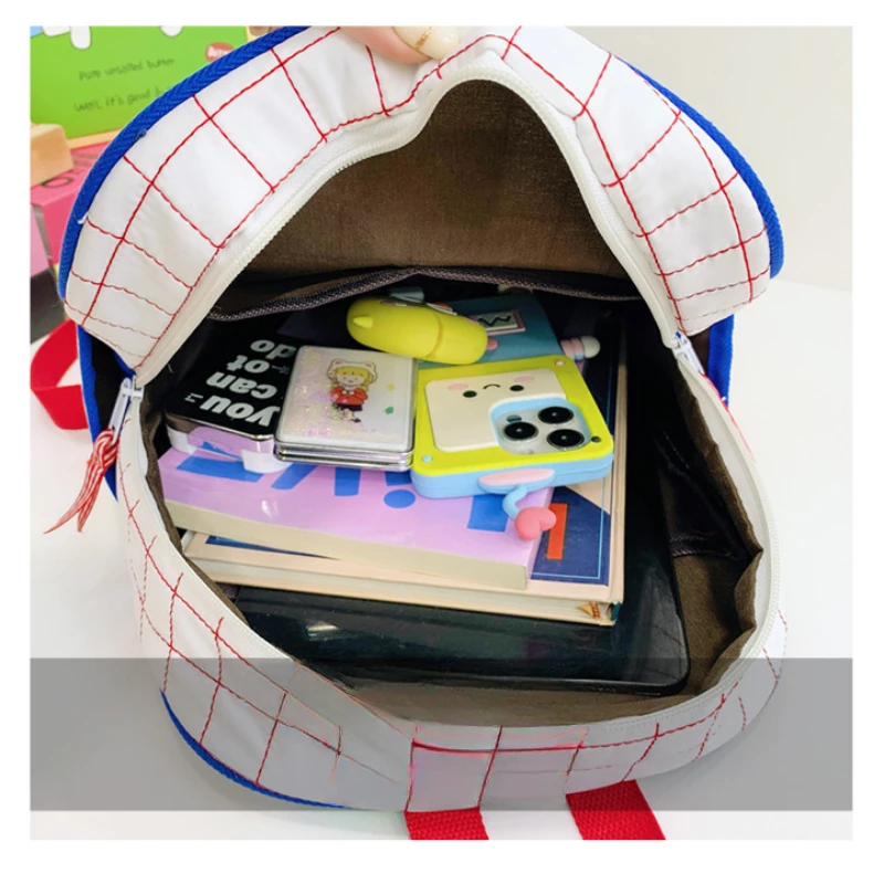 Nuovo mini zaino per bambini a colori a contrasto a quadretti, piccola borsa per libri per viaggi scolastici per adulti, adolescenti