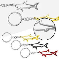 Personalized Car Keychain Alloy Keyring Hollow Fish Shark Emblem Key Chain Pendant Decoration Accessories