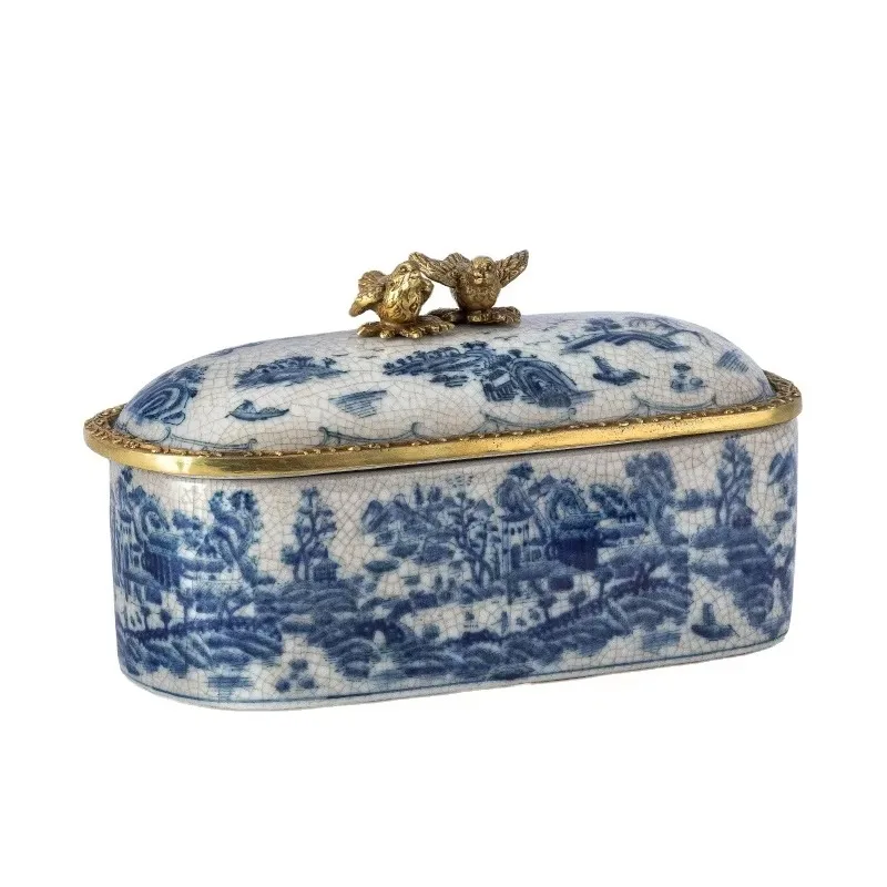 2026 retro design green classic luxury disposable ceramic tissue box for wedding table