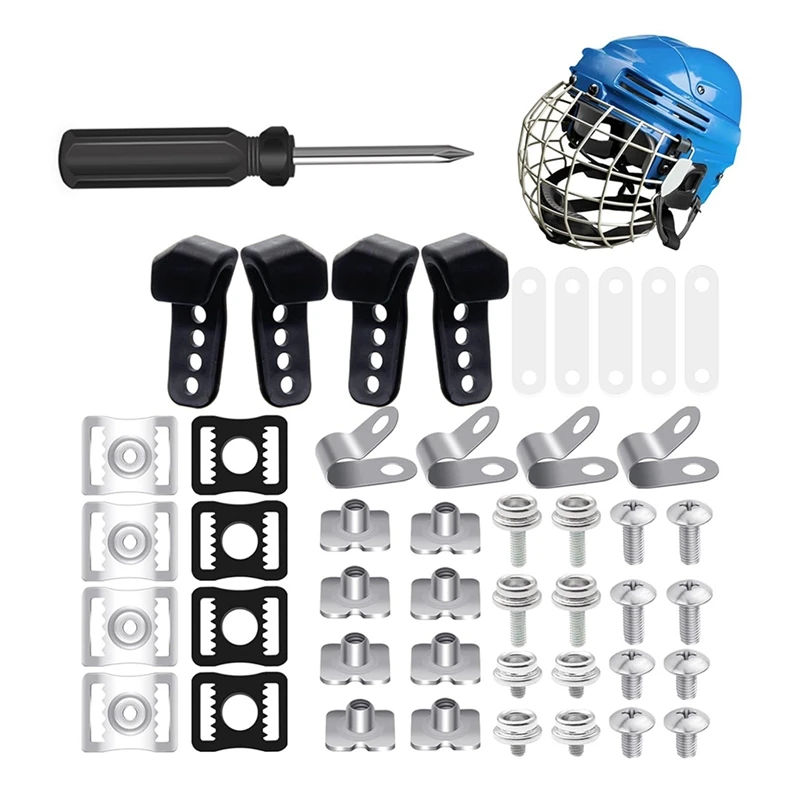 Football Helmet Repair Kit Rubber Gasket Screw Nuts Helmet Replacement Parts Black 61 Pcs