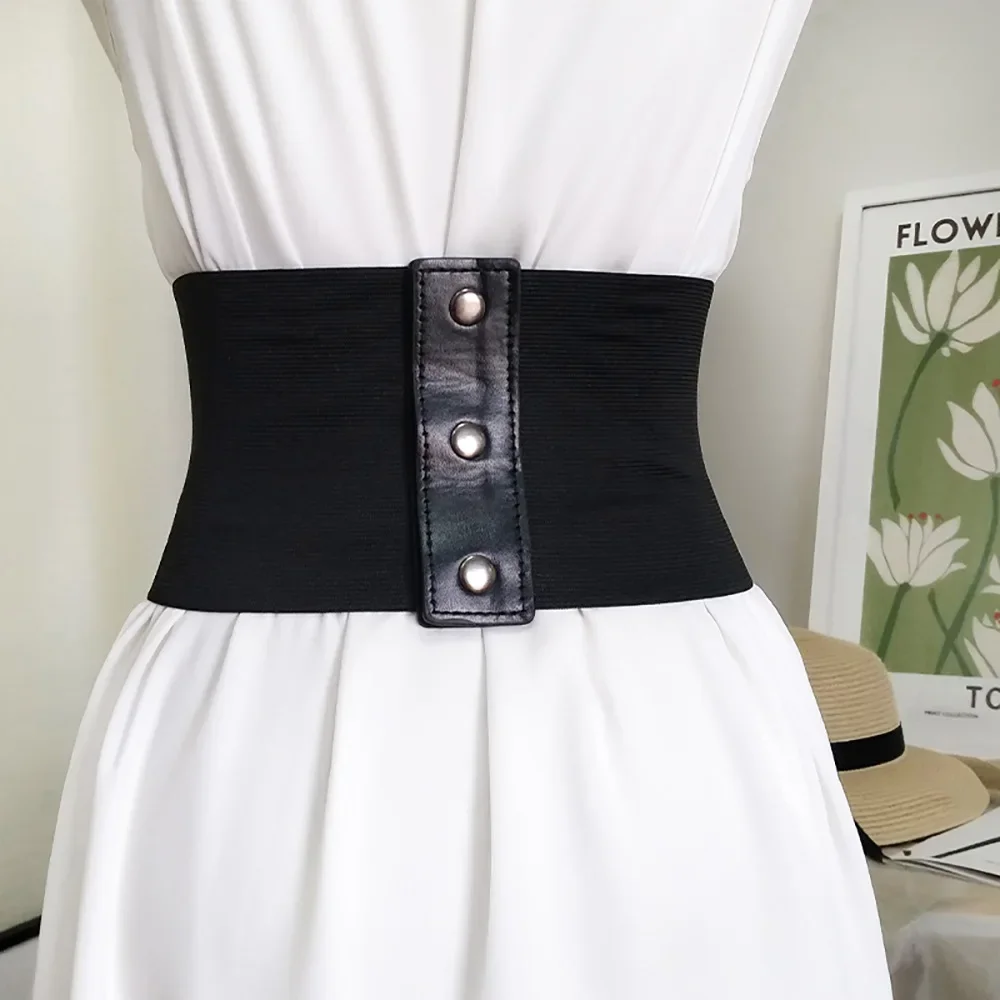 Sexy Corset Wide Pu Leather Belt Cummerbunds Belts for Women Elastic Tight High Waist Slimming Body Shaping Girdle Belt