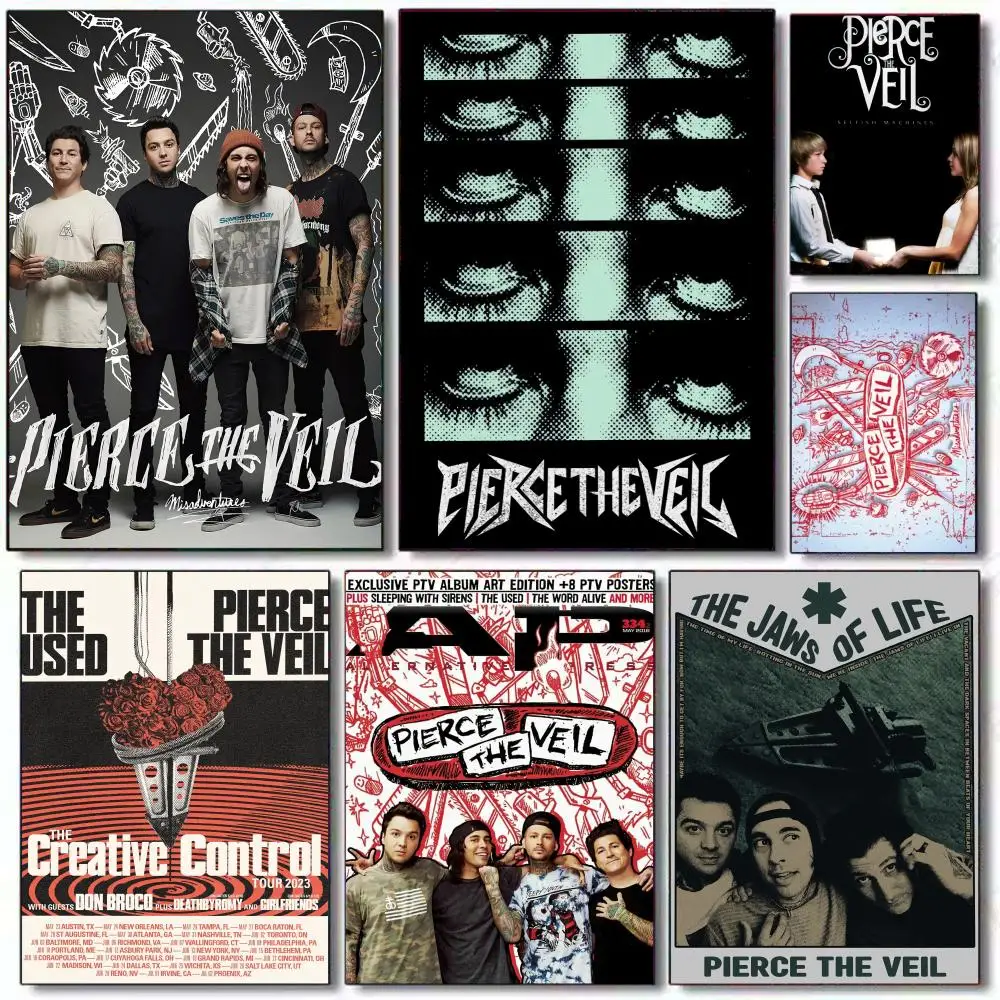 Poster HD PVC selbstklebende Wandkunst – wasserdicht wiederverwendbar für Home Office Cafe P-Pierce The Veil Band Collide With The Sky