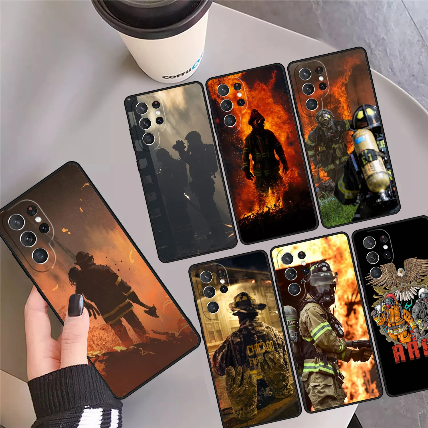 Firefighter Heroes Fireman Phone Case Cover For Samsung Galaxy S24 Ultra 23 S22 Plus S21 FE S20 S8 S9 S10 Note 10 Pro Note 20