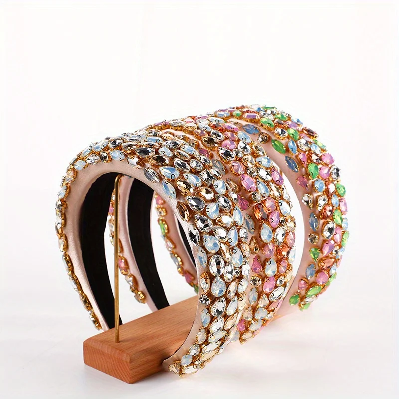 

Crystal Hairband Headband Hair Hoop Baroque Wide Edge Luxury Inlay for Women Girls Banquet Stage Performance Hair Accessories