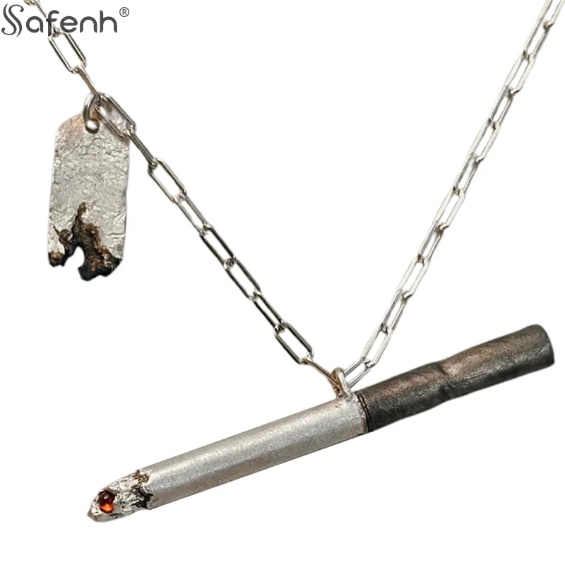 1PCS Punk Personalized Charm Pendant Necklace For Men Women Lonely Lgnited Cigarettes Necklace Hip Hop Jewelry Accessories Gifts