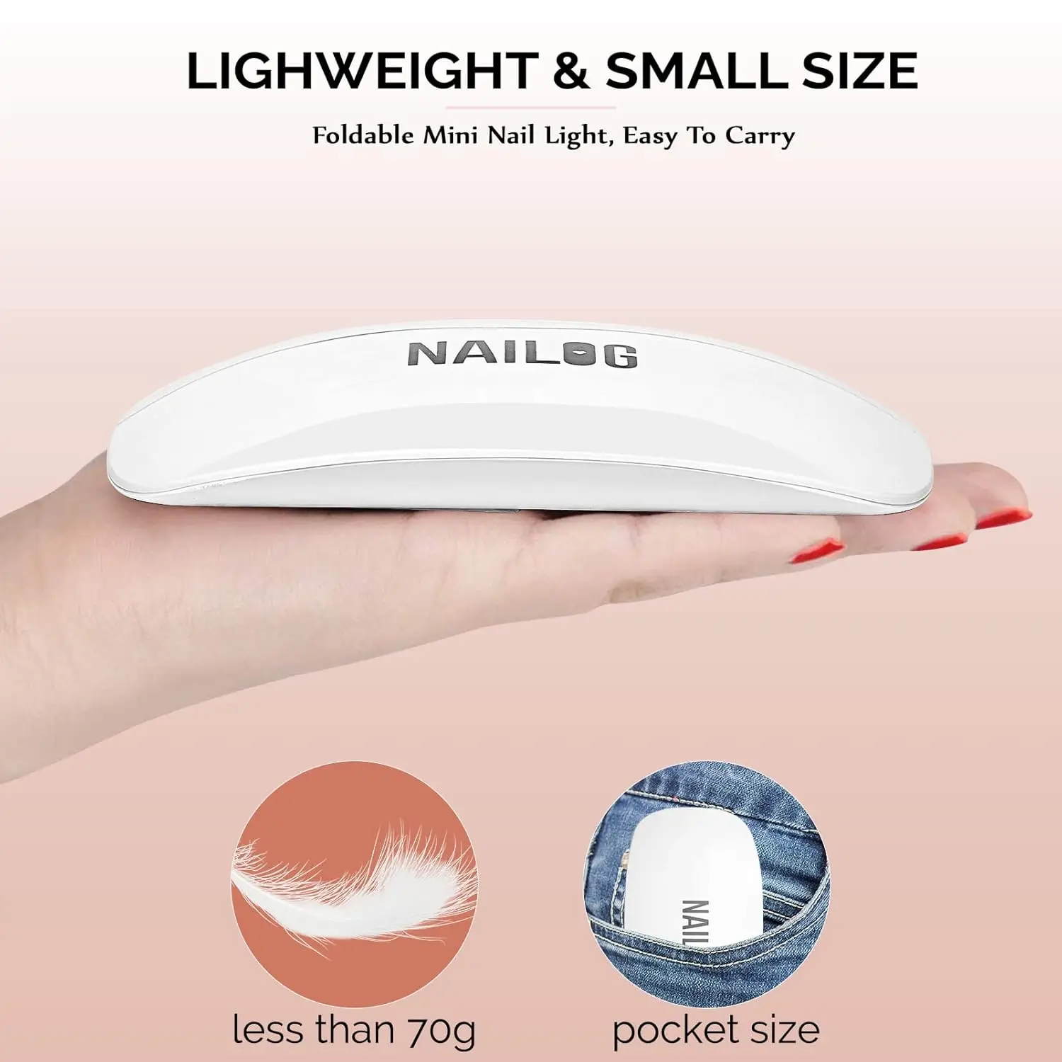 Mini lampada LED UV da 6 W - Essiccatore portatile per unghie con cavo USB per manicure con smalto gel - Luce portatile per polimerizzare