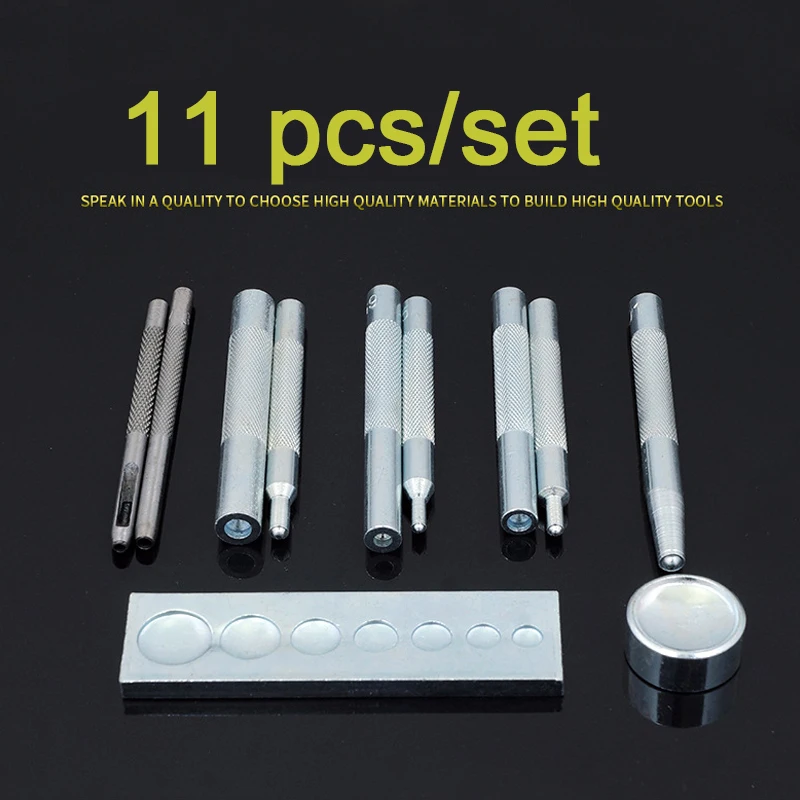 11Pcs Snap Rivet Fastener Buttons Kit di strumenti di installazione per artigianato in pelle fai da te Set di strumenti per punzonatura a mano