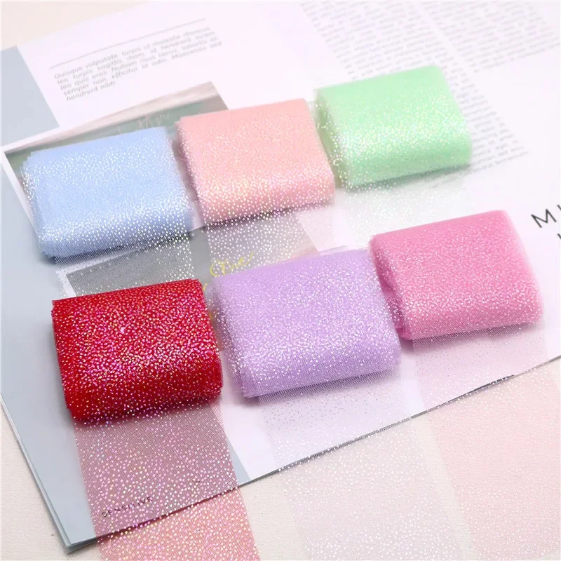 6CM 5Yards Glitter Dot Tulle Roll Crystal Sequin Ribbon Organza DIY Craft Wedding Home Birthday Decoration Bow Materials