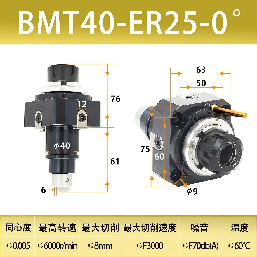 BMT40-65 90/0 Degree Turn-Mill Power Head