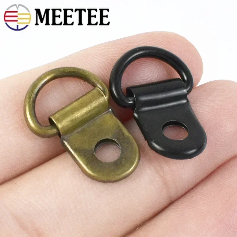 10/30/50Sets Meetee 9*14mm Metal Copper D Ring Buckle Carabiner Installation Nail Shoes Strap Hook Bag Accessory Leather Craft