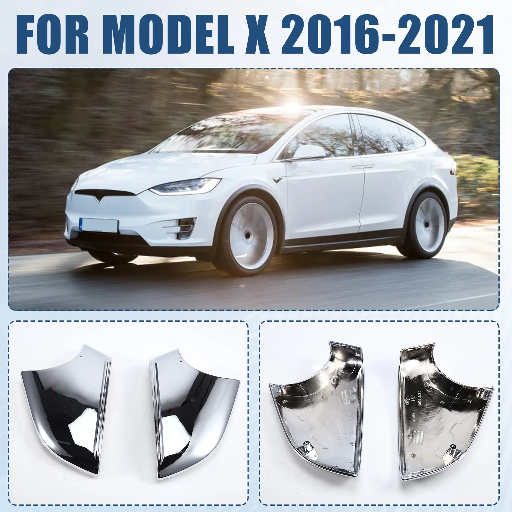 

L + R боковое зеркало заднего вида, хромированная крышка, нижний держатель 2177.3005 2177.3006 для Tesla Model X 2016-2021-A97E