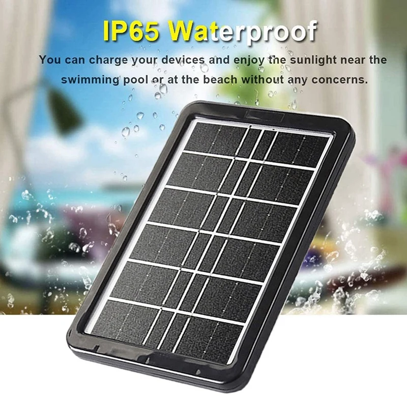 5V 6W USB Solar Panel, Portable Efficiency Solar Panel Battery Charger With Cable For Cellphone Power Bank Camera Fan