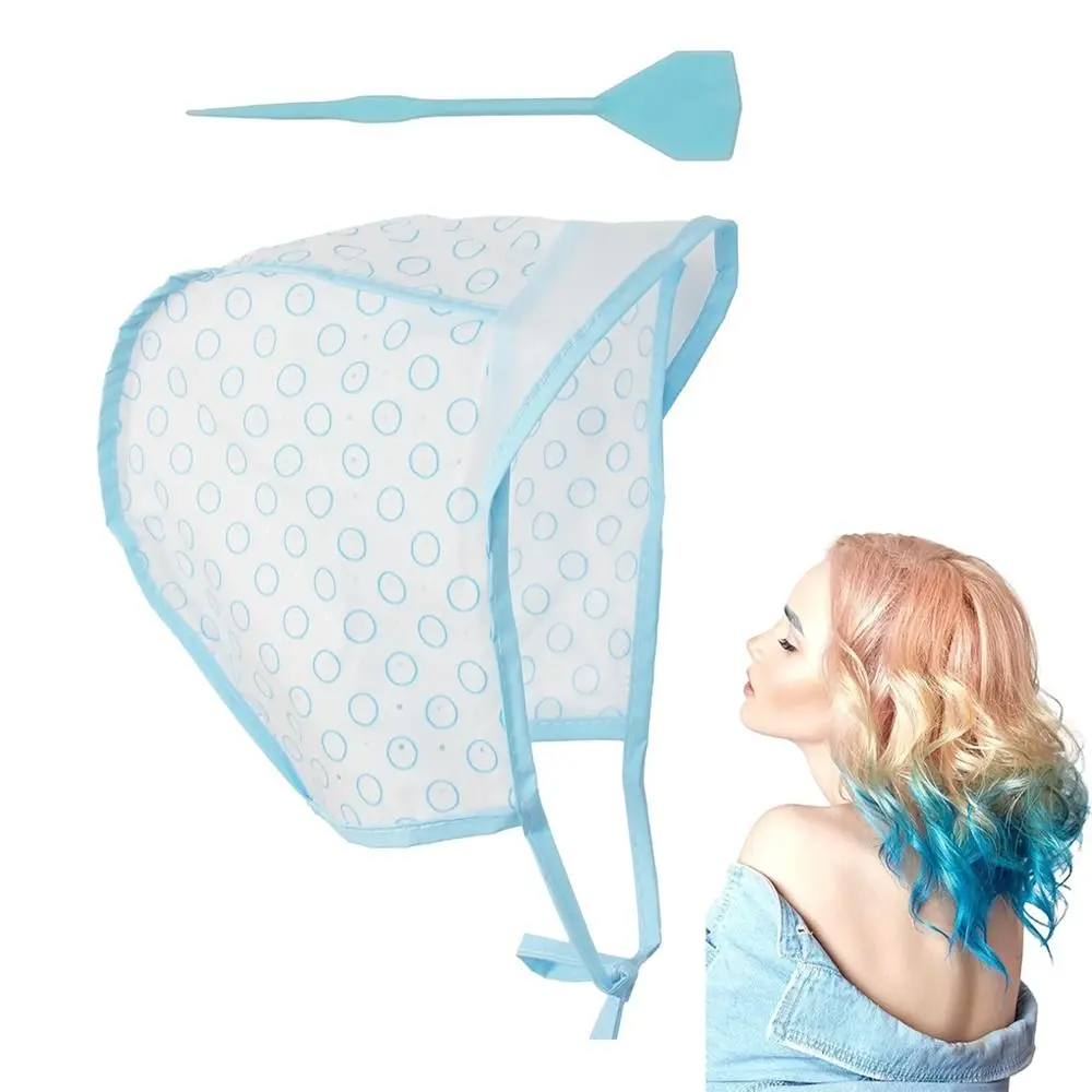New Blue Hair Highlighting Cap With Plastic Crochet Hook Reusable Dye Hat Caps Hair Coloring Cap Hair Dyeing Hairdressing
