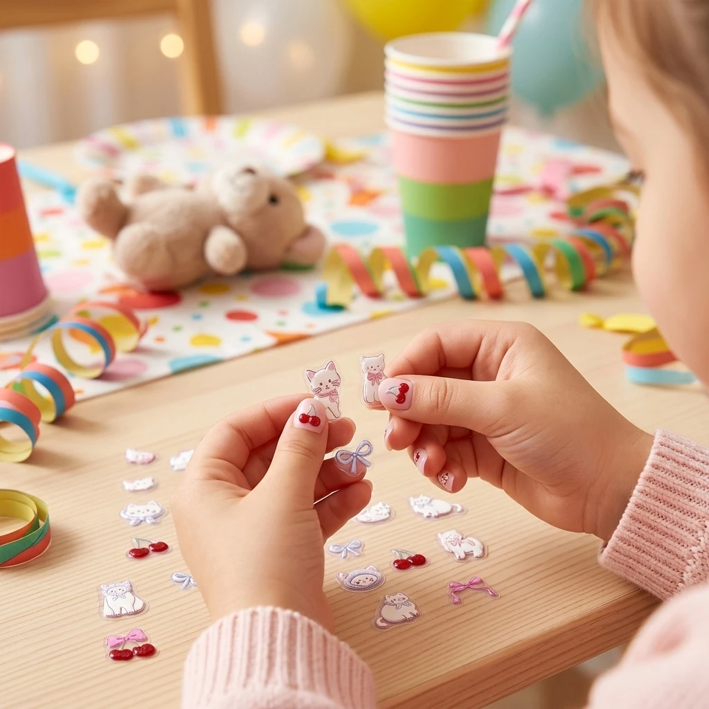 5D Cat Nail Stickers for Kids PVC Waterproof DIY Art view 2