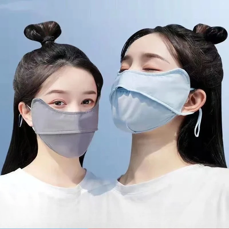 

Набор из 2-х унисекс масок для лица из ледяного шелка с защитой от солнца, летняя маска для лица с защитой от ультрафиолета для велоспорта.