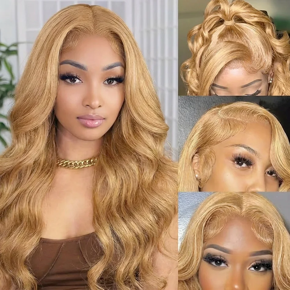 

LUZA Body Wave 27# Honey Blonde 30 32 Inch 13x6 HD Transparent Lace Front Wigs Indian 13x4 Lace Frontal Human Hair Wig Colored
