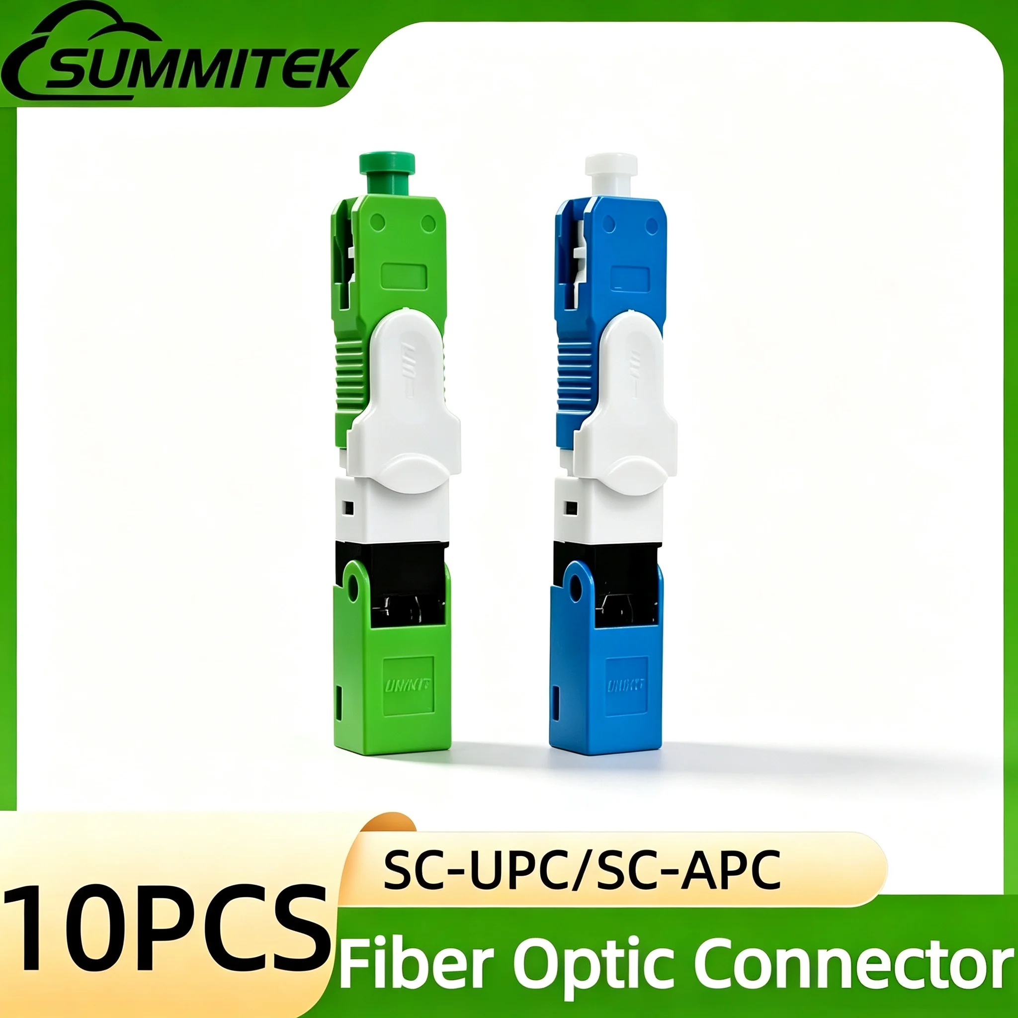 SUMMITEK 10PCS FTTH SC APC/SC UPC Fiber Fast Connect Single-Mode Fiber Optic Quick Connector Embedded