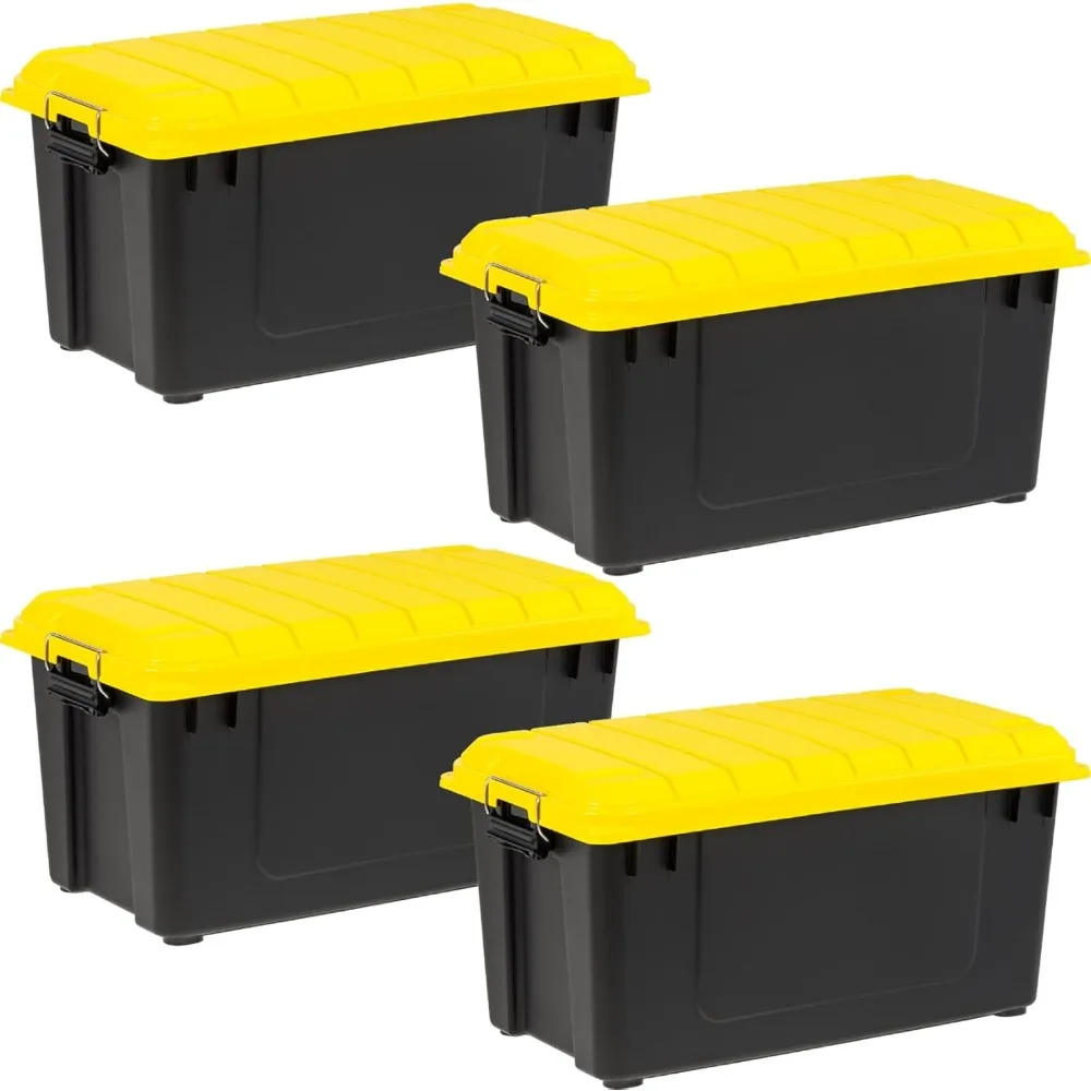 

4 Pack-21 Gallon Lockable Storage Bins with Lids,Stackable Containers,Garage Organizing Tubs,Rugged Sturdy Equipment Utility Box