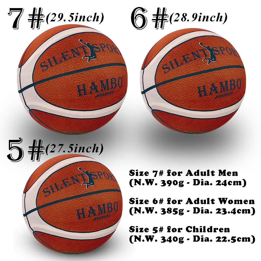 

Silent Basketball w/ Cloth Cover Ball Size 7# 6# 5# for All Ages Mute Bouncing Foam Ball Quiet Dribble Train Indoor Sports Games