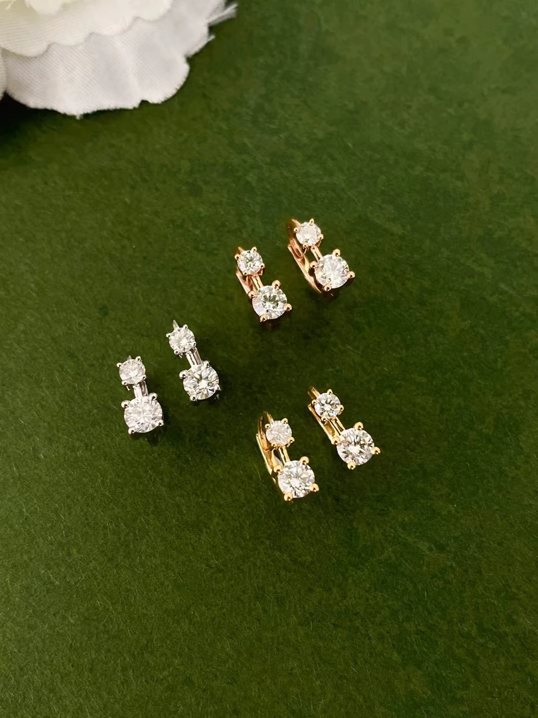 18K solid gold Natural Diamond earrings 2 Stone Lab Grown Diamond 0.5CT Diamond earrings CVD HPHT Fashion earrings for Valentine